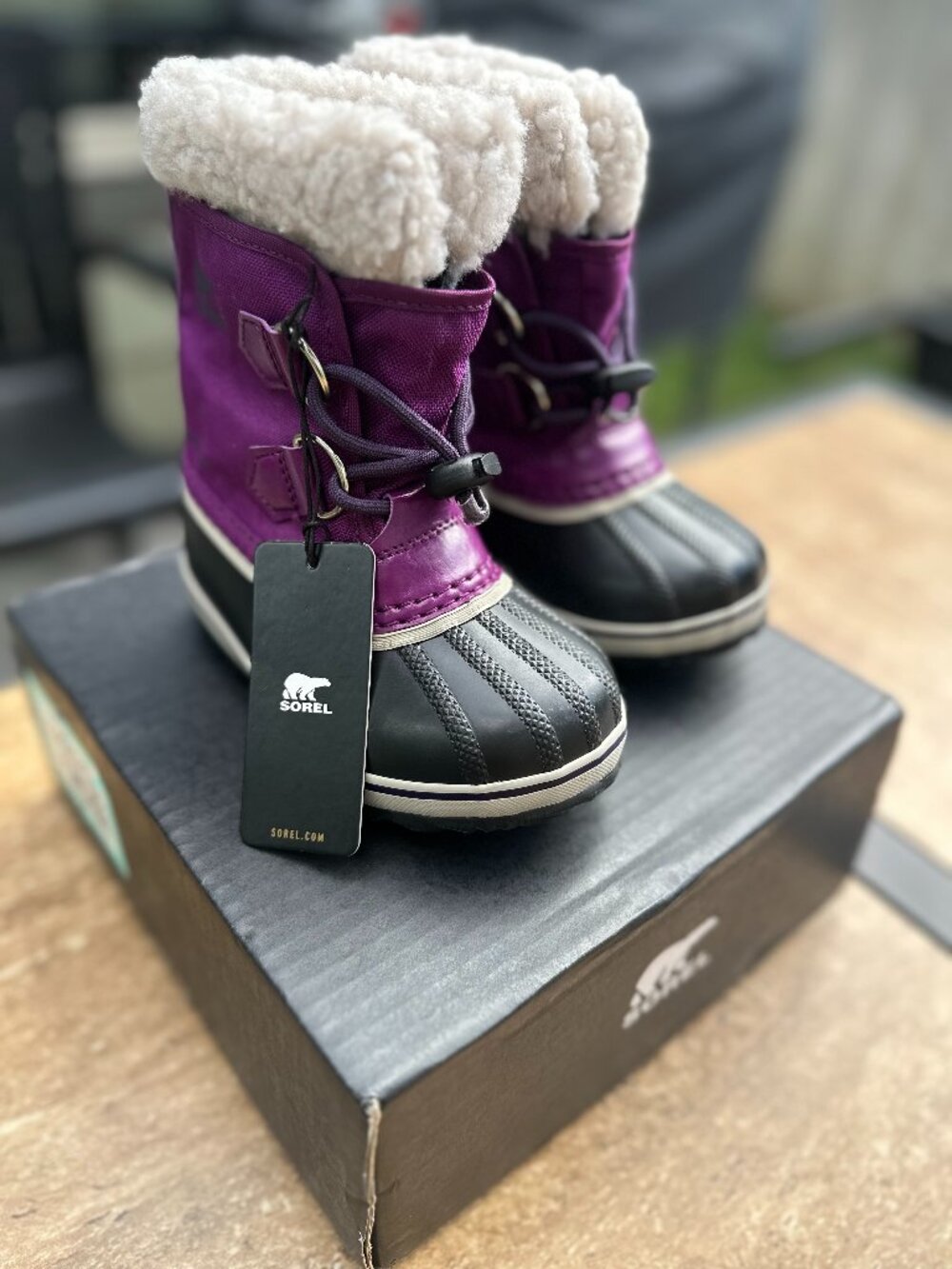 NWT Sorel Kids Yoot Pac Nylon Waterproof Snow Boots Wild Iris Purple Size 9